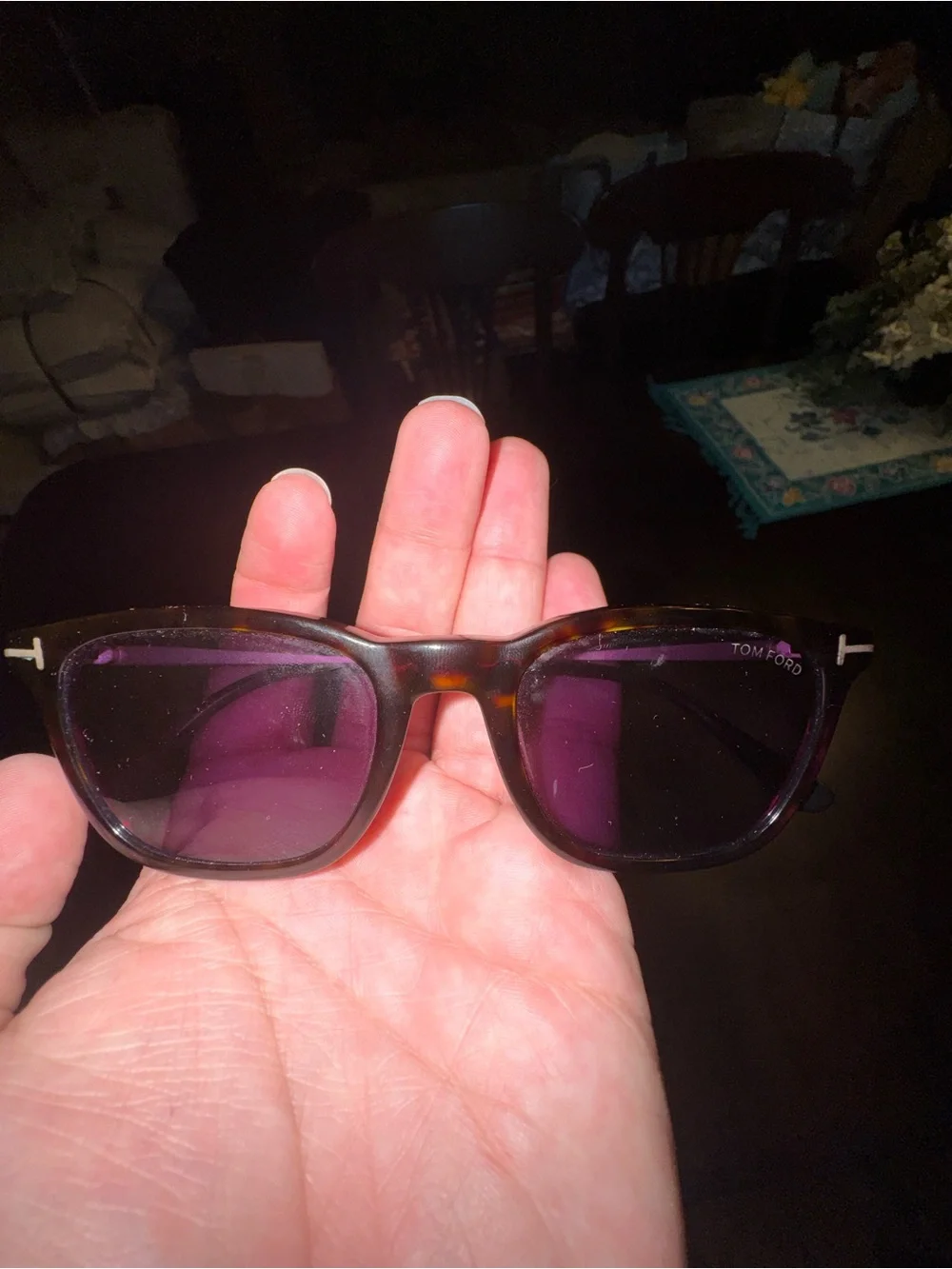 Tom Ford Arnaud Geometric Wayfarers- Tortoise Frames, Purple Lenses, Black Hues